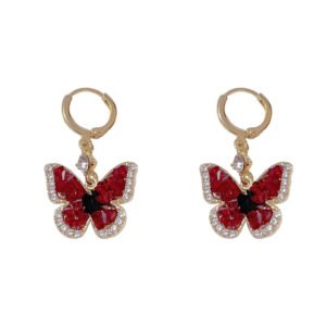 Red crystal butterfly earrings